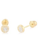 catchy small two tone gold circle baby earrings